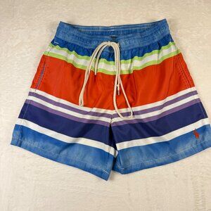 Polo Ralph‎ Lauren Traveler Swim Trunks Watercolor Stripes Mens M Lined